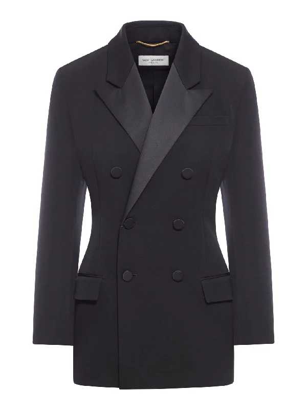 TUXEDO JACKET IN GRAIN DE POUDRE Fleece Jacket Down Jacket Feather Jacket