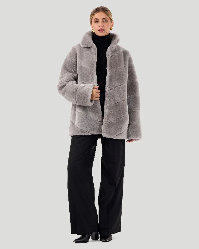 Select Shearling Lamb Chevron Jacket Anorak Shell Jacket Lightweight Jacket