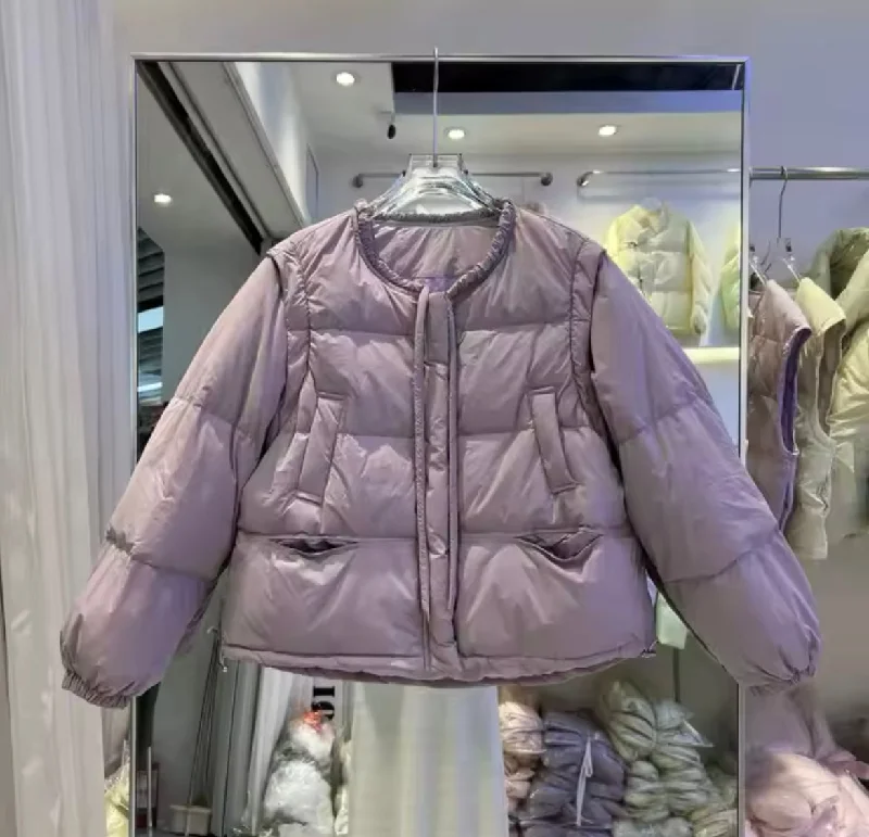 Stay Cozy in Style with Our Women's Duck Down Jacket Vest A-Line Jacket Boat Neck Shawl Collar
