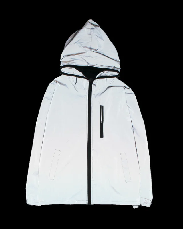 Techwear Silver Reflective Jacket Insulated Jacket Fitted Jacket Loose Jacket