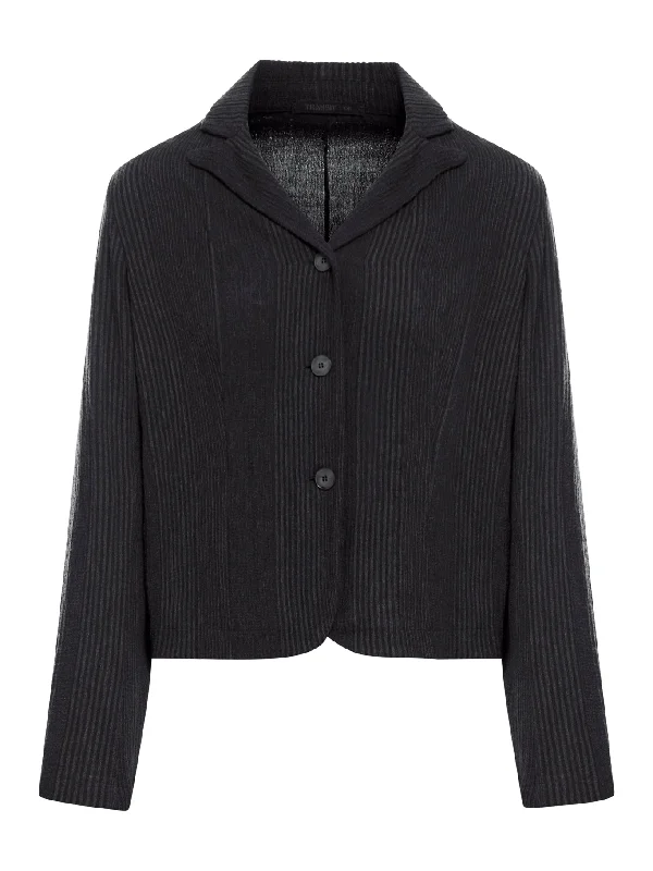 Regular fit jacket in embossed pinstripe wool blend Welt Pockets Slit Pockets Flap Pockets