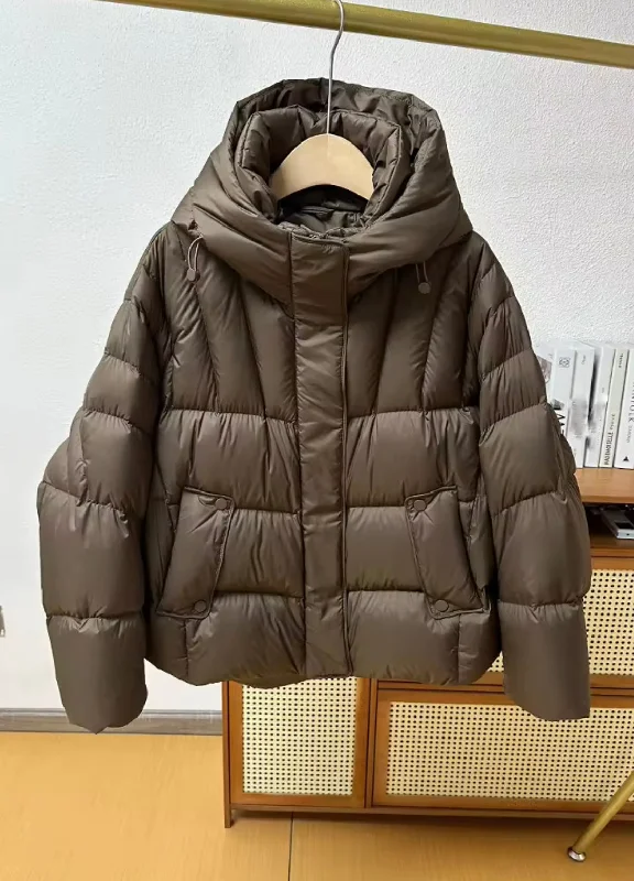 Ultimate Comfort: Women's Hooded Duck Down Jacket Toggled Jacket Drawstring Jacket Belted Jacket