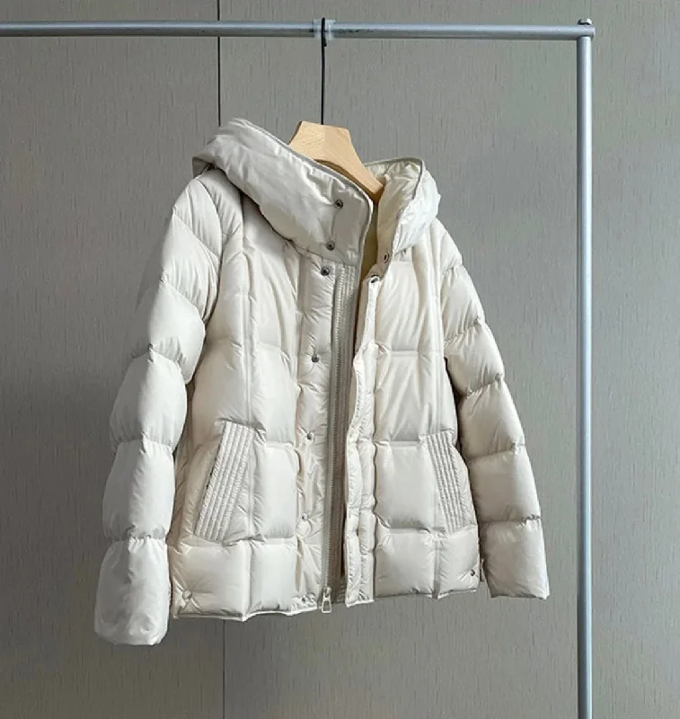 Women's Waterproof Duck Down Jacket with Hood Nylon Jacket Polyester Jacket Spandex Jacket
