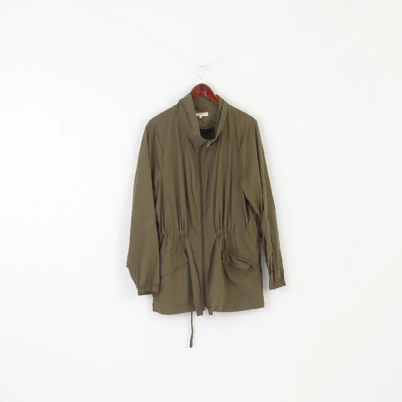 Zizzi Women M Jacket Green Lightweight Full Zipper Parka Casual Outwear Top Tiered Jacket Buttoned Jacket Zippered Jacket