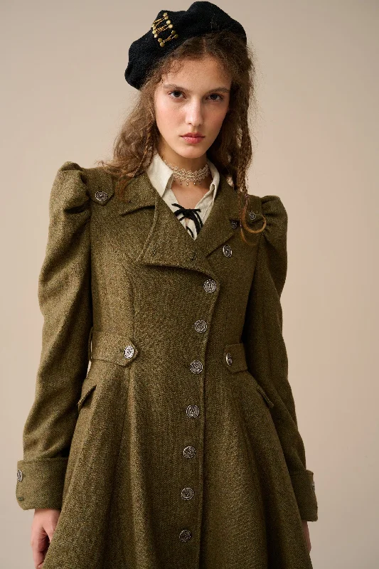 Jade 22 | Belted vintage wool coat Waterproof Rain Jacket