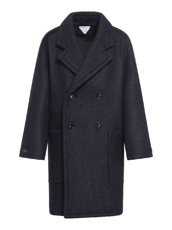 BI-COLOUR DIAGONAL WOOL COAT Bold Color Block Coat