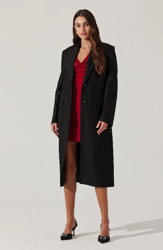 Brylee Longline Single Breasted Coat Casual Denim Jacket