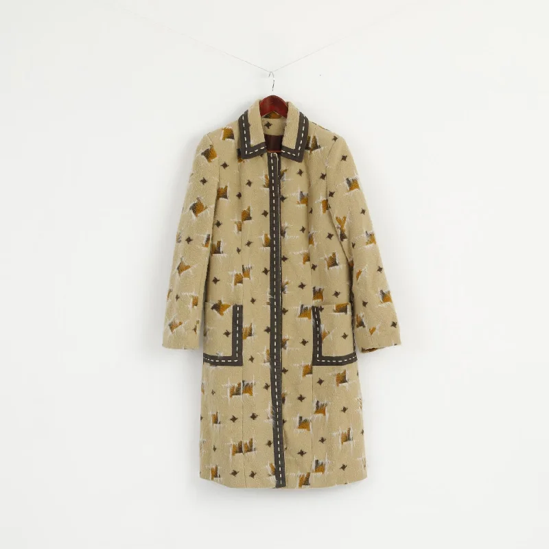 Classic Style Women S Coat Beige Vintage Magnesium Clasp Patterned Retro Top Classic Riding Jacket