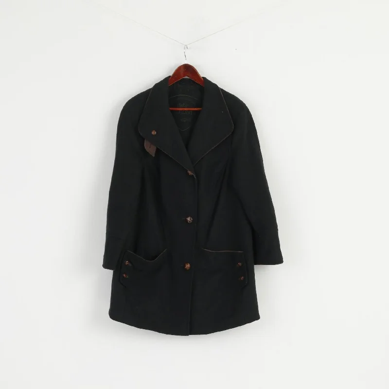 BARONIA VON GOLLAS Women 20 46 Coat Dark Green Wool Toscana Loden Italy Top Minimalist Wool Duster