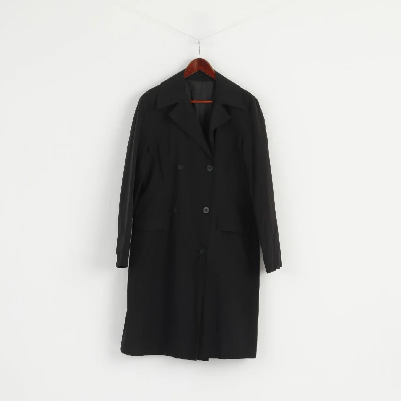 Spirit Young Women L Coat Black Cotton Lightweight Double Breasted Detailed Buttons Top Double-Breasted Trench