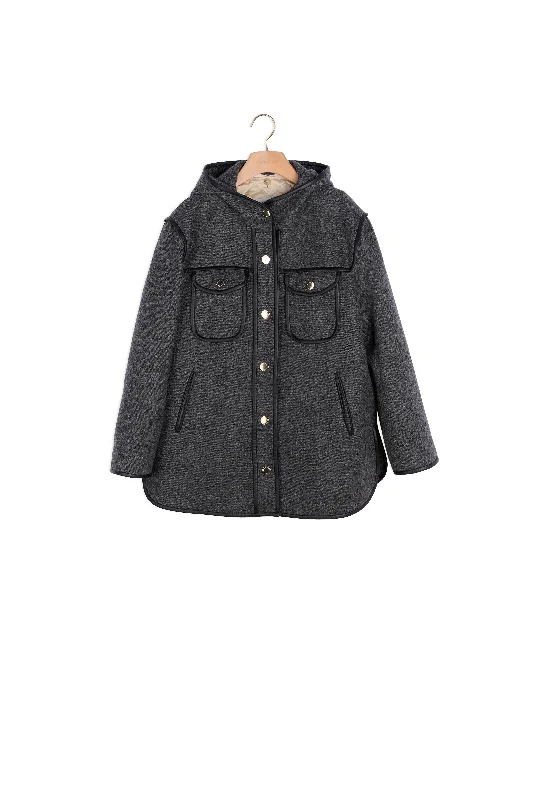 OUTERWEAR Gris Casual Open-Front Coat