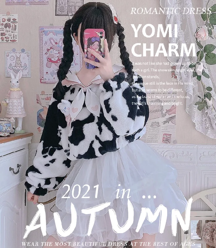 Eieyomi~Kawaii Lolita Bunny Ear Short Winter Coat Oversized Teddy Coat