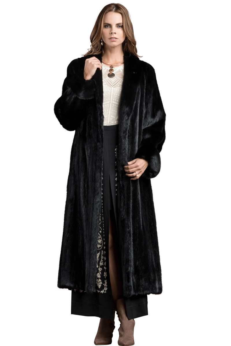 Ranch Mink Fur Coat Open-Knit Duster Coat