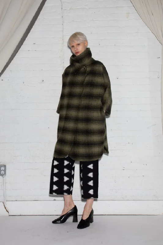 CAROL COAT PLAID Luxe Satin Long Coat