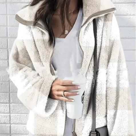 Fashionable And Versatile Woolen Coats In Contrasting Colors Thick Layered Jacket