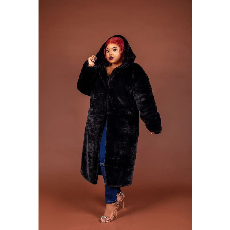 Faux Fur Hooded Coat Warmth-Enhanced Parka
