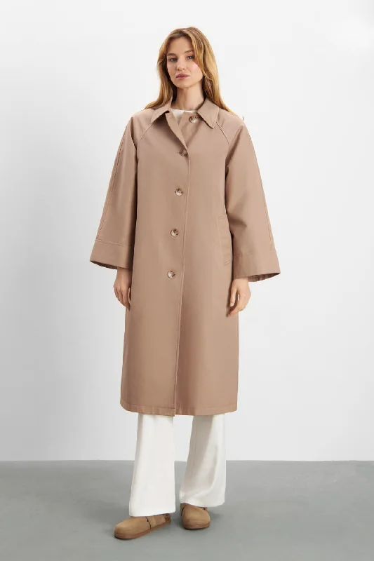 Floyd Coat - Light Brown Long Hooded Anorak
