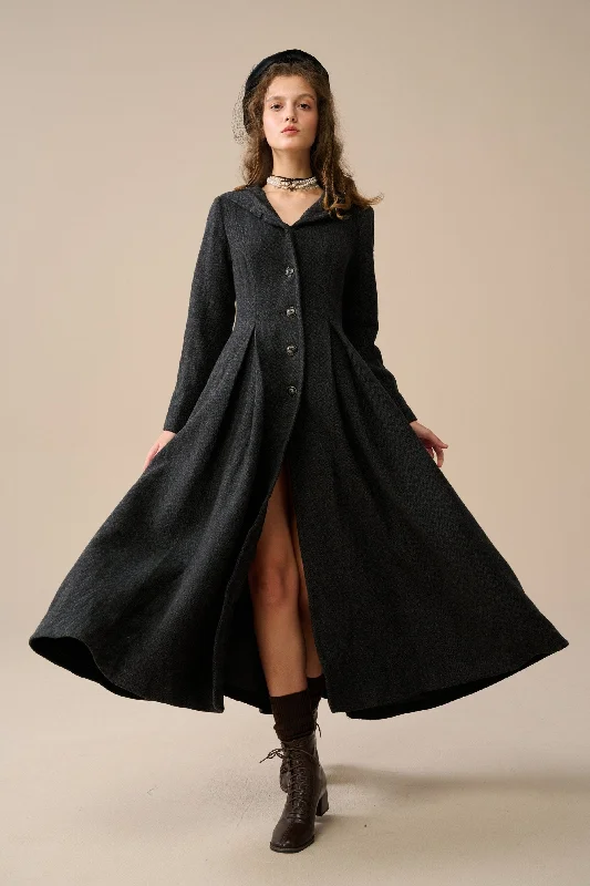 My Fair Lady 26 | Hooded Wool Coat Puff Sleeve Overcoat