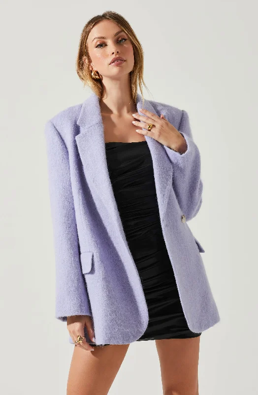 Kindra Wool Blend Coat Puff Shoulder Coat