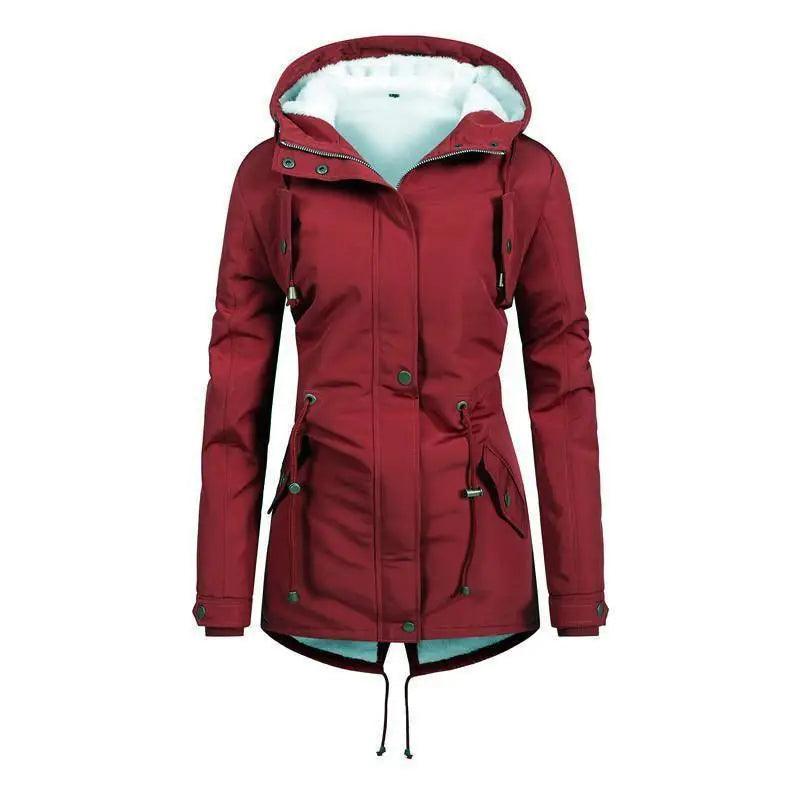 Commuter Cotton Zipper Coat With Fur Collar Print Loose Luxe Faux Fur Coat