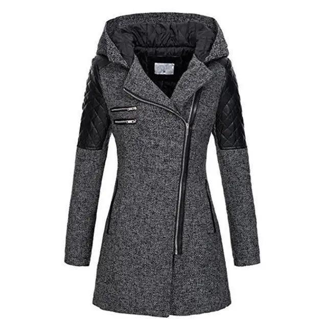 Gothic Hooded Coat Belted Wool Overcoat