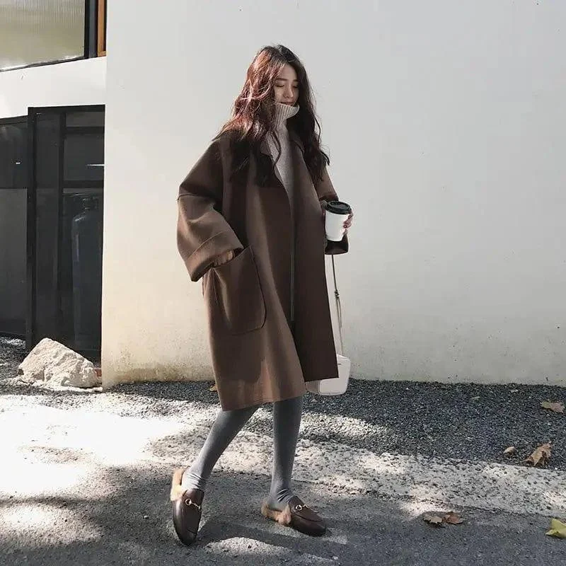 Long coat in woolen coat Luxury Cashmere Wrap