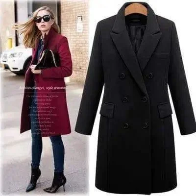 Long woolen coat wool coat in windbreaker Puff Sleeve Blazer