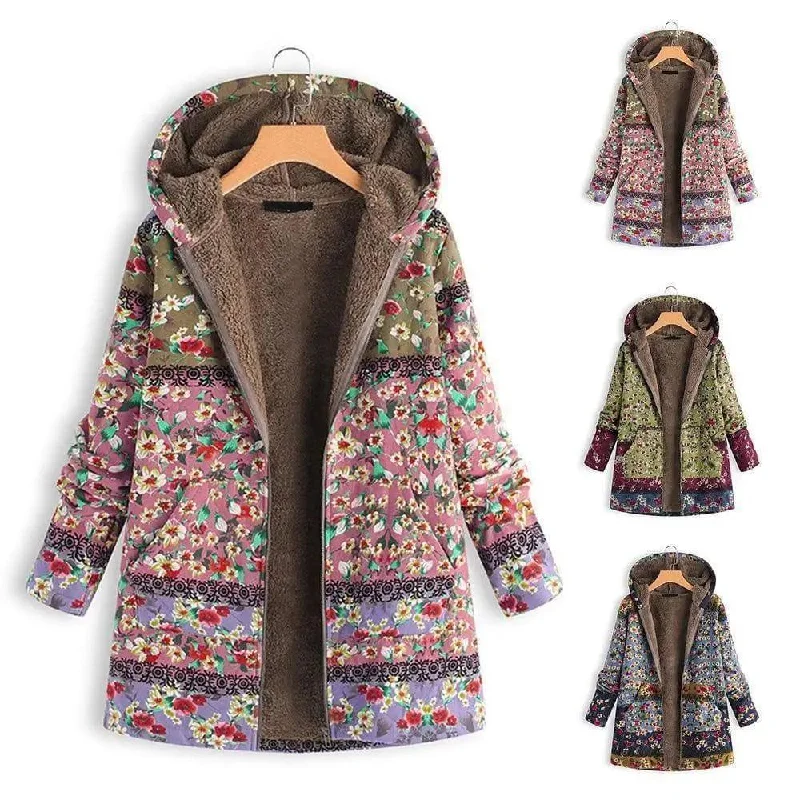 Mid-length printed padded coat Plaid Checkered Coat