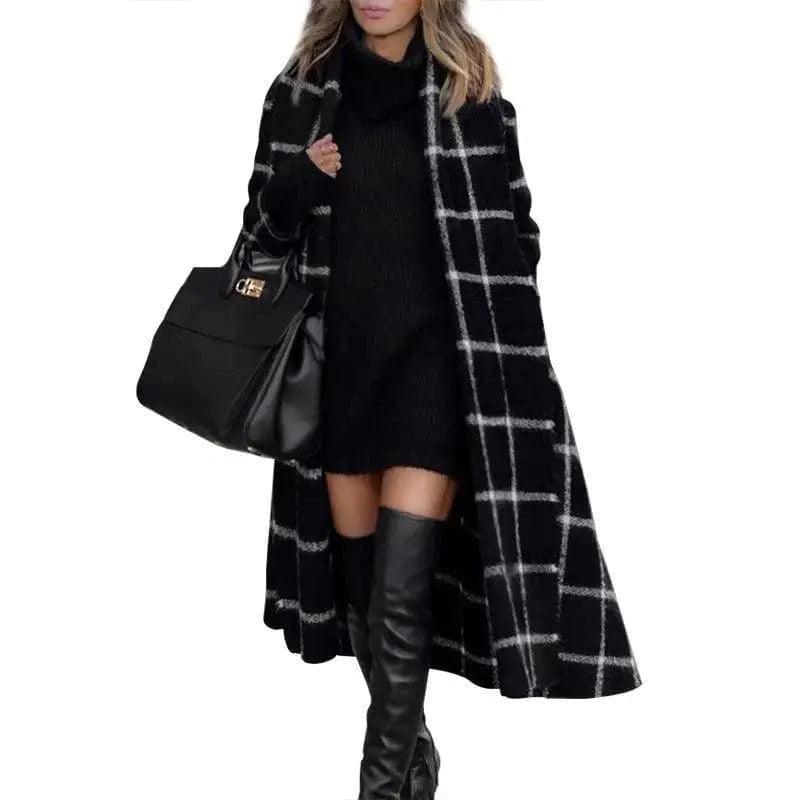 Plaid wool coat Ultra-Light Down Coat