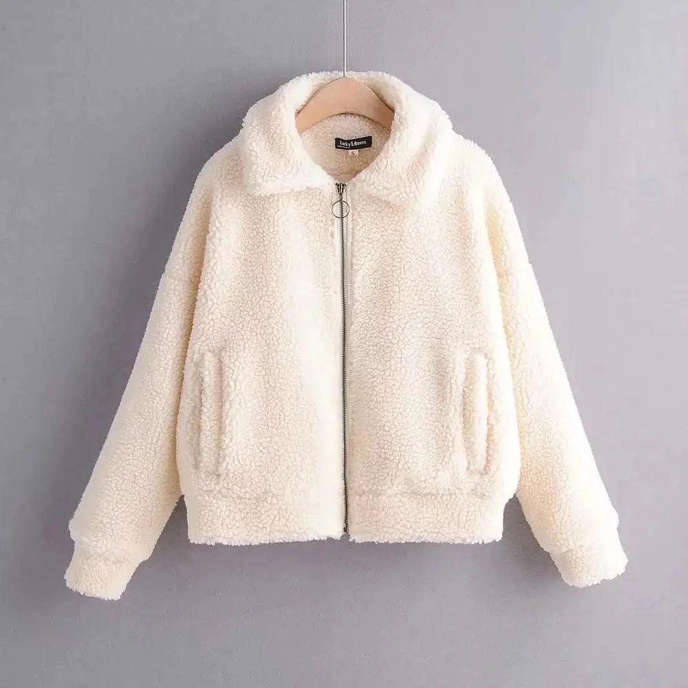 Plush coat lamb wool coat Hooded Raincoat Women