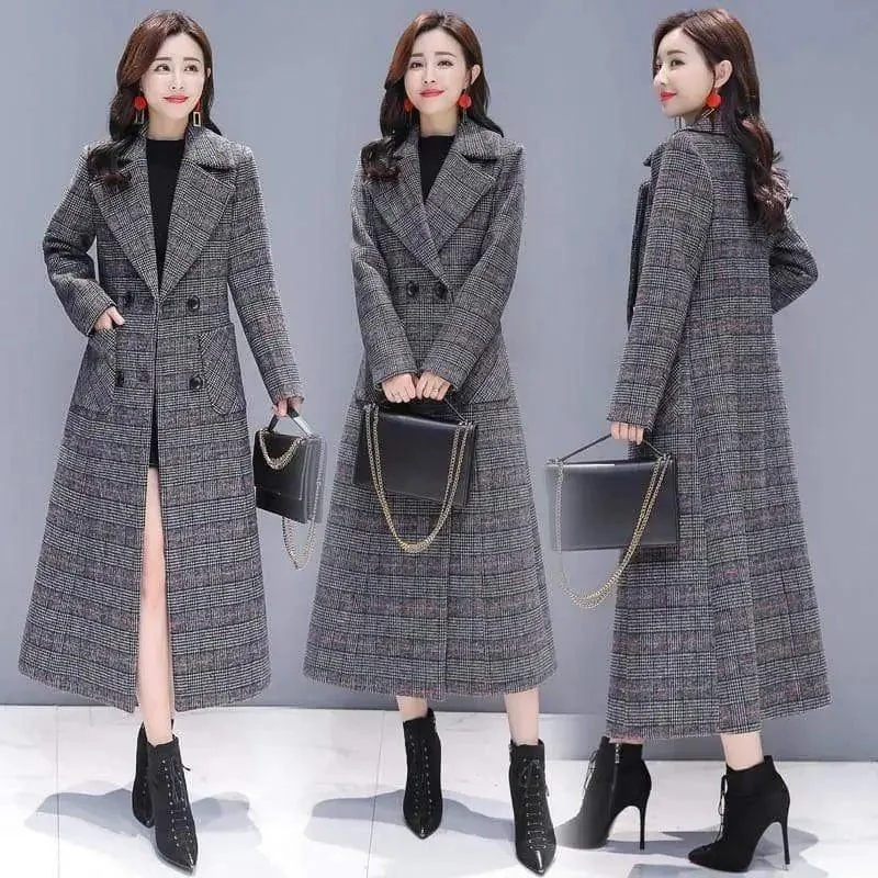 Women's woolen coat mid-length slim temperament autumn Stretchy Active Jacket