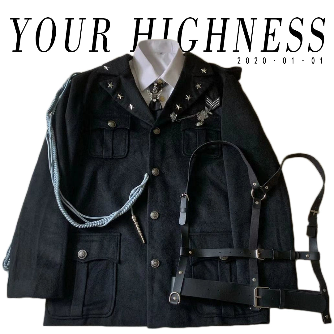 YourHighness~Military Lolita Uniform Autumn Winter Male Coat Hooded Puffer Anorak