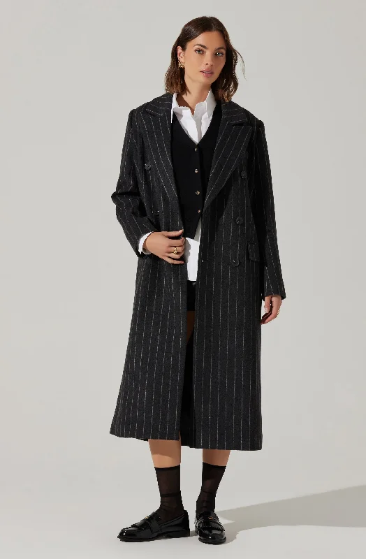 Morana Pinstripe Tailored Coat Soft Cashmere Wrap