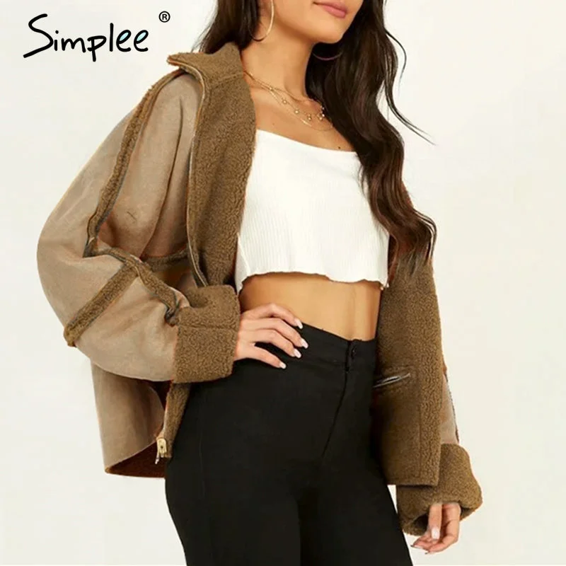 New Two-way lambs wool suede coat women Belted Wool Overcoat