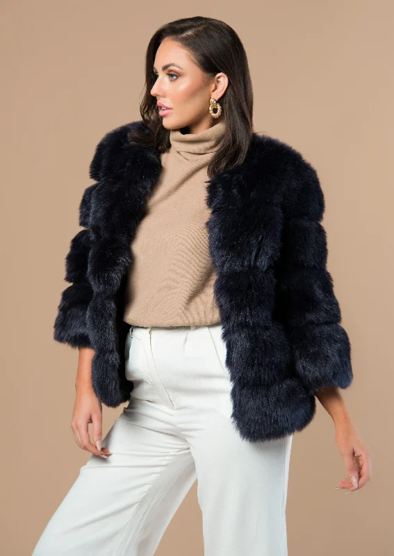Nine Point Faux Fur Coat Belted Crossover Blazer