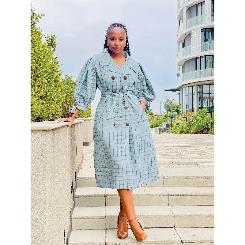 Plaid Double Breasted Short Sleeve Coat Stretch Fit Moto Jacket