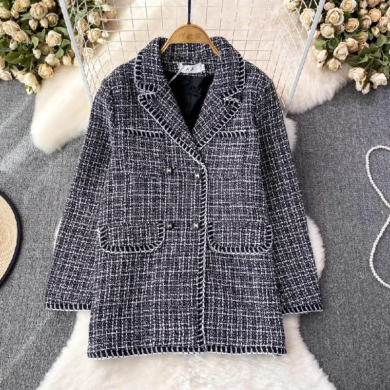 Plaid Women Korean Style Coat    S4016 Plush Faux Fur Bolero