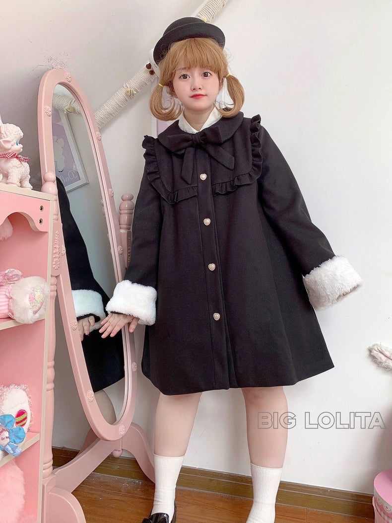 BigLolita~Miss Jenny~Plus Size Sweet Lolita Coat Woolen Lolita Coats Hooded Parka Coat