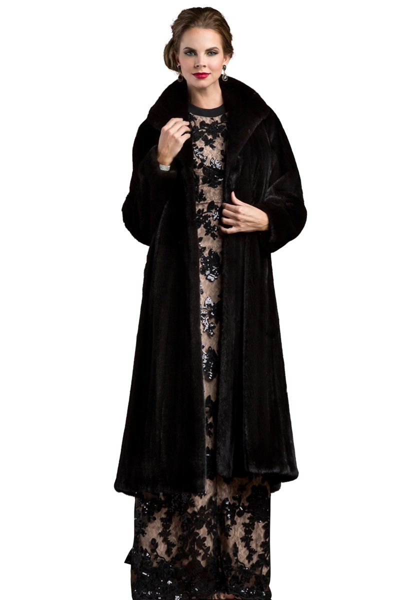 Natural Mink Fur Coat - Wing Collar - Straight Sleeve Warmth-Enhanced Parka