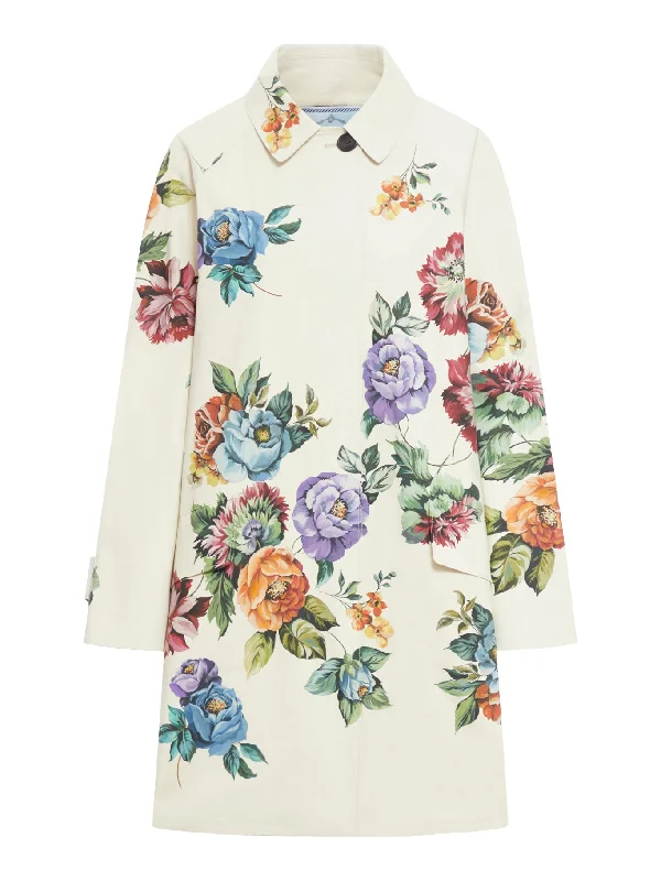Single-breasted coat in printed cotton Suede Fringe Jacket