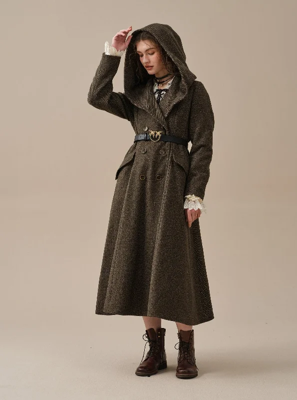Trista 24 | 100% twill wool hooded coat Stretchy Active Jacket