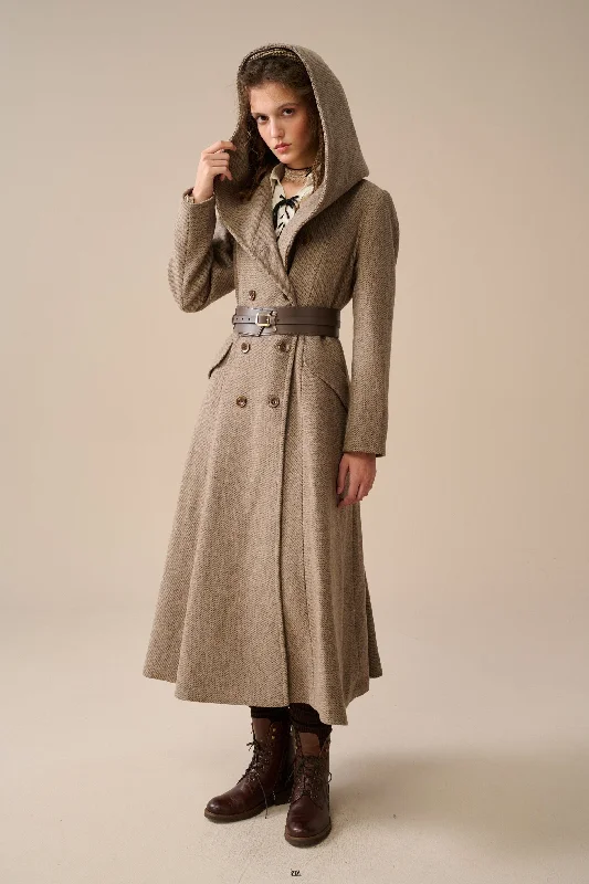 Trista 24 | 100% twill wool hooded coat Quilted Puffer Jacket