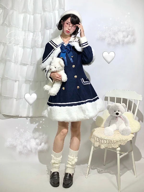 Strawberry Witch~ Sailor Style A-line Winter Coat Puffy Insulated Vest