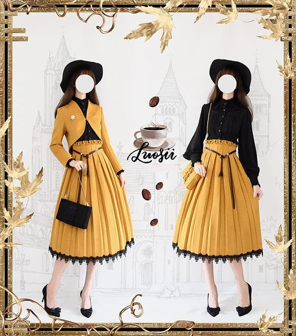 Sentaro~Warm Tea~Elegant Swallow Tail Lolita Short Coat Quilted Puffer Jacket