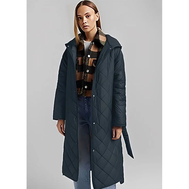 Sexy Buttoned Long Coat Plaid Checkered Coat