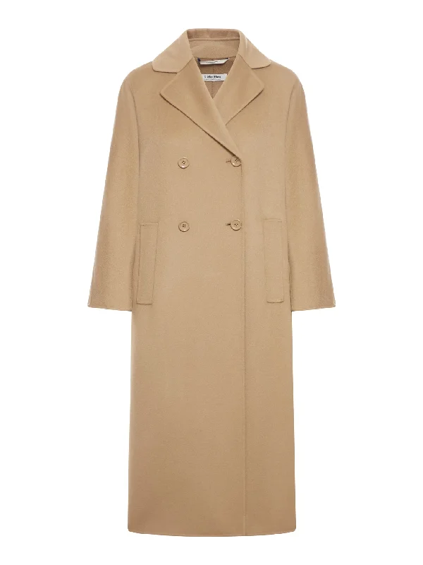 Long coat Wool garments Buttoned Peplum Coat