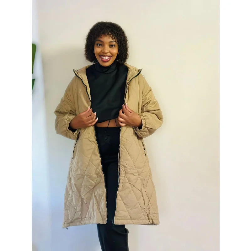 Vintage Long Hooded Coat Draped Longline Jacket