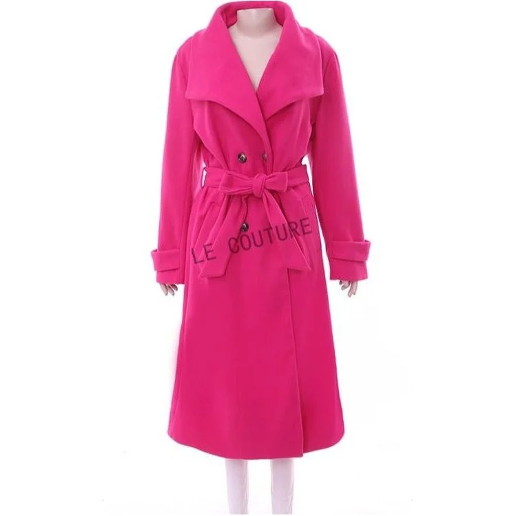 Vintage Turndown Collar Coat Belted Midi-Length Coat