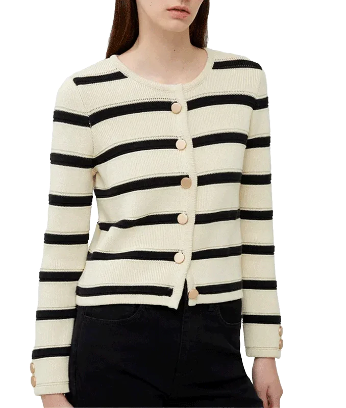 Marloe Knitted Coatigan - Cream Vintage Suede Jacket