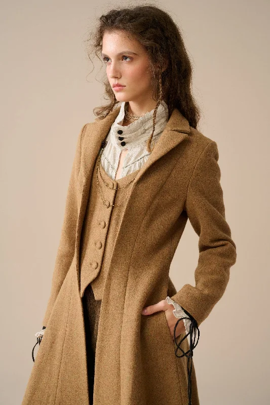 Doreen 15 |Vest-Layered 100% Wool Coat Luxe Faux Fur Coat